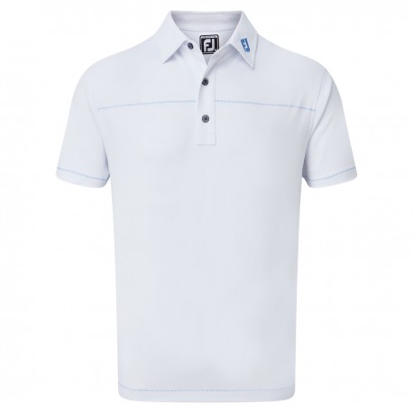 Поло FJ Solid Pique with Spine Stitch White/Lagoon