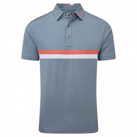 Поло FootJoy Double Chest Band серый