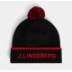 Шапка J. Lindeberg Stripe Beanie черно-красная
