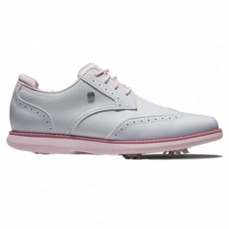 Кроссовки для гольфа FootJoy Traditions Shield Tip White Pink
